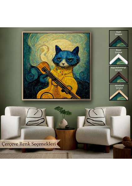 Çerçeveli Dekoratif Kanvas Tablo, Kedi Doku TABLOSU-8357