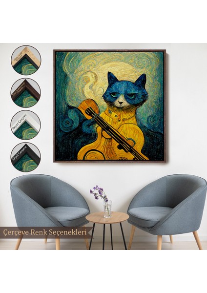 Çerçeveli Dekoratif Kanvas Tablo, Kedi Doku TABLOSU-8357