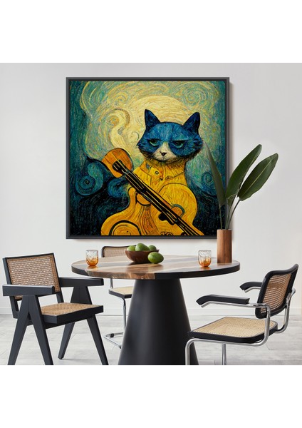 Çerçeveli Dekoratif Kanvas Tablo, Kedi Doku TABLOSU-8357