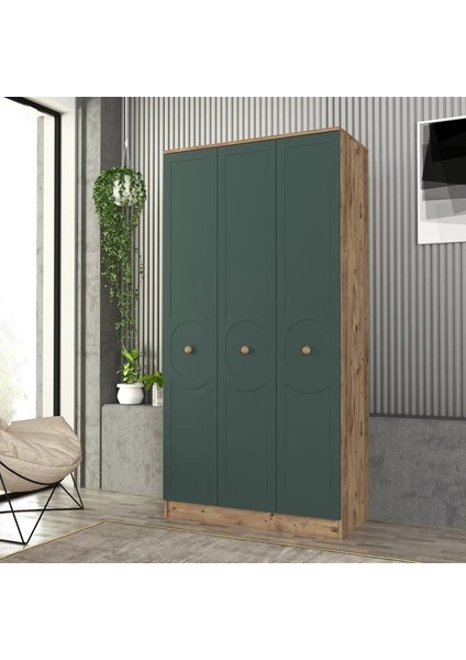 Luna 3 Kapaklı Bazalı Gardırop Tamamı Mdf