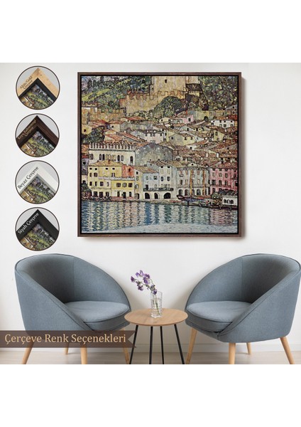 Çerçeveli Dekoratif Kanvas Tablo, Gustav Klimt Garda Denizi Tablosu - Malcesine Am GARDASEE-8344