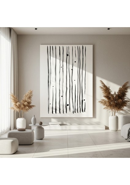Soyut Siyah Beyaz Çizgi Tablosu fırsatları