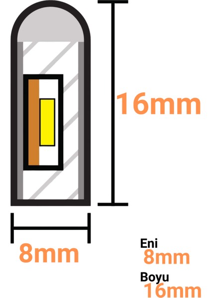 3 Metre 220 Volt Kırmızı Neon Led Tak Çalıştır 8x16mm Esnek Hortum Led Suya Dayanıklı Şerit Aydınlatma