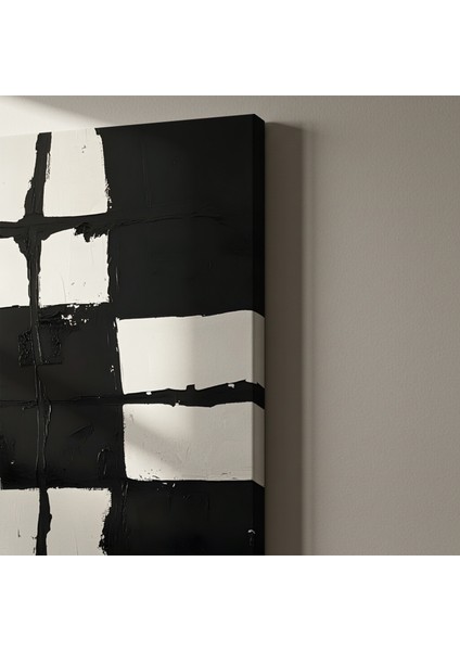 Soyut Siyah Beyaz Kareler Modern Sanat Tablosu indirimleri