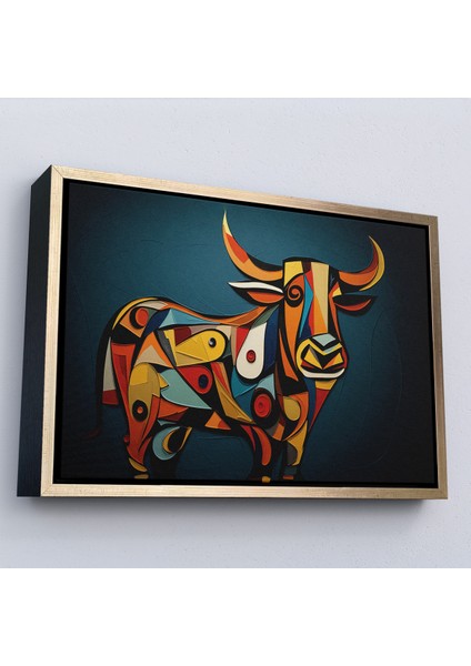 Çerçeveli Dekoratif Kanvas Tablo, Soyut Boğa TABLOSU-7210