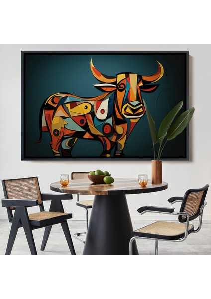 Çerçeveli Dekoratif Kanvas Tablo, Soyut Boğa TABLOSU-7210