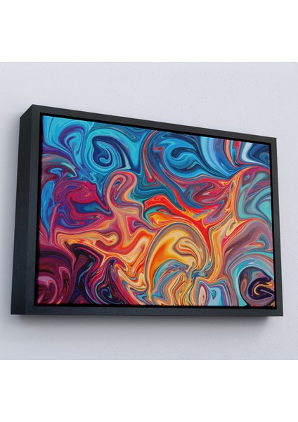 Çerçeveli Dekoratif Kanvas Tablo, Renkli Mermer Desenli TABLO-7204