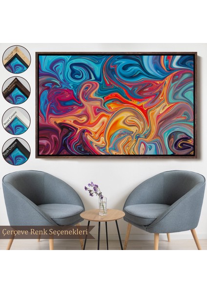 Çerçeveli Dekoratif Kanvas Tablo, Renkli Mermer Desenli TABLO-7204