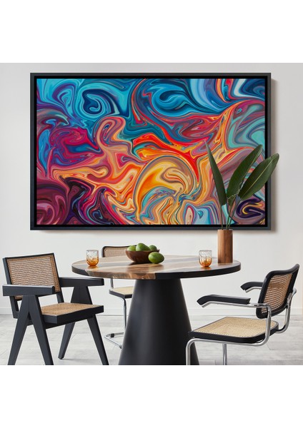 Çerçeveli Dekoratif Kanvas Tablo, Renkli Mermer Desenli TABLO-7204