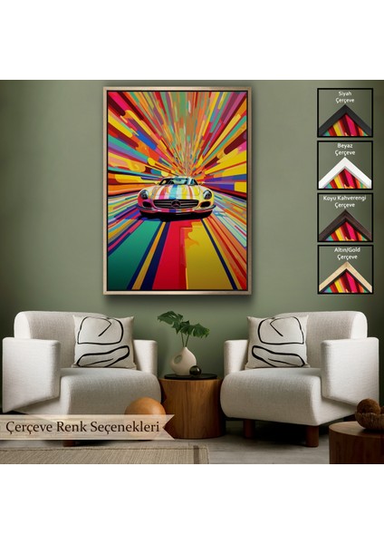 Çerçeveli Dekoratif Kanvas Tablo, Renkler Içinden Çıkan Mersedes TABLOSU-7959