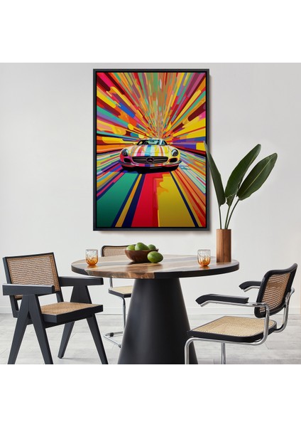 Çerçeveli Dekoratif Kanvas Tablo, Renkler Içinden Çıkan Mersedes TABLOSU-7959
