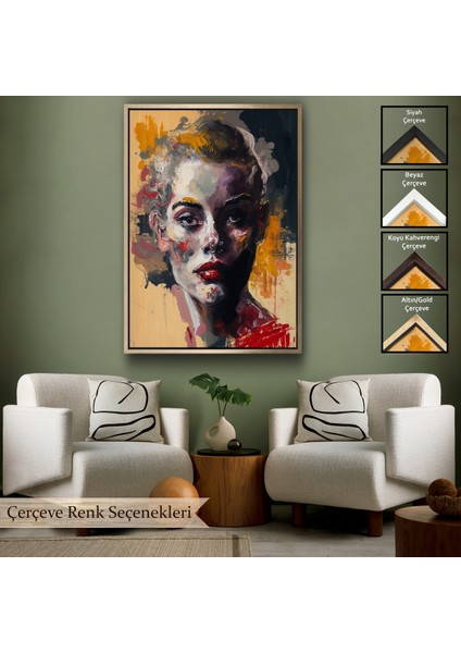 Çerçeveli Dekoratif Kanvas Tablo, Soyut Kadın TABLOSU-8005