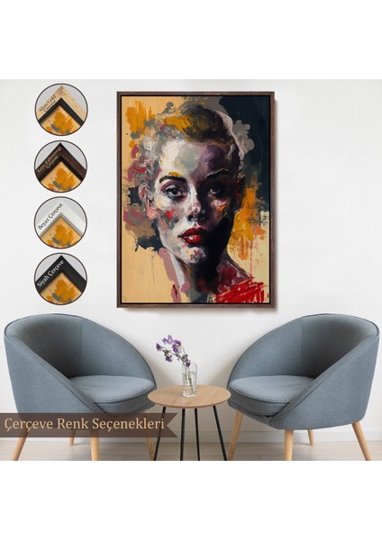 Çerçeveli Dekoratif Kanvas Tablo, Soyut Kadın TABLOSU-8005