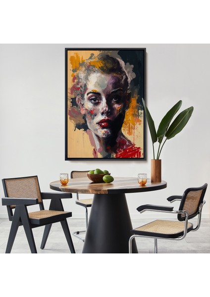 Çerçeveli Dekoratif Kanvas Tablo, Soyut Kadın TABLOSU-8005