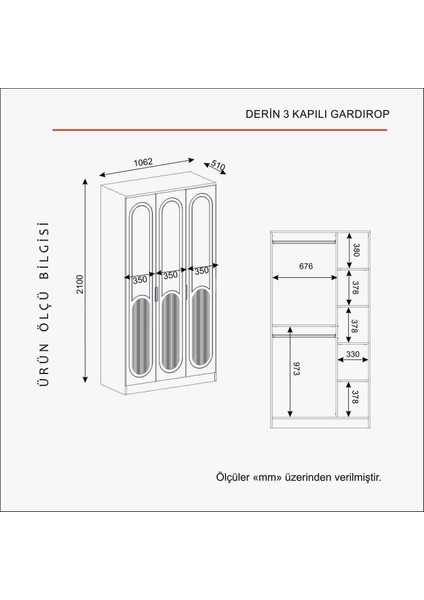 Derin 3 Kapaklı Bazalı Gardırop Tamamı Mdf fırsatları