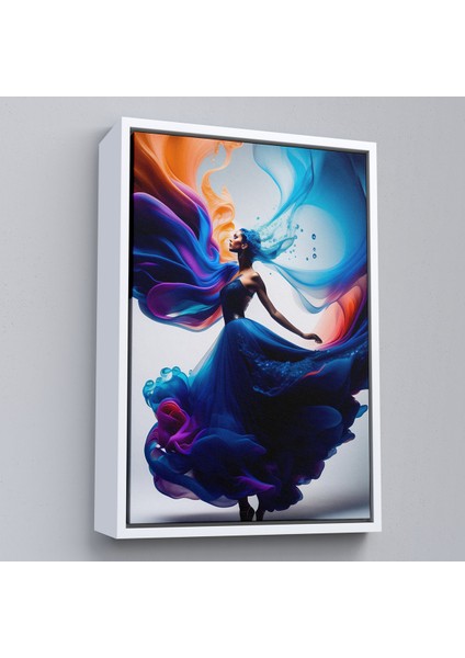 Çerçeveli Dekoratif Kanvas Tablo, Mavi Kıyafetli Soyut Kadın TABLOSU-8021 fırsatları
