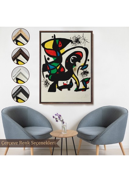 Çerçeveli Dekoratif Kanvas Tablo, Joan Miro - Acıtmadan Vurun TABLOSU-8096