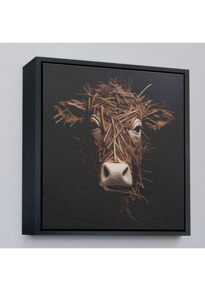 Çerçeveli Dekoratif Kanvas Tablo, Dallardan Yapılmış Inek Yüzü TABLOSU-8334 modelleri