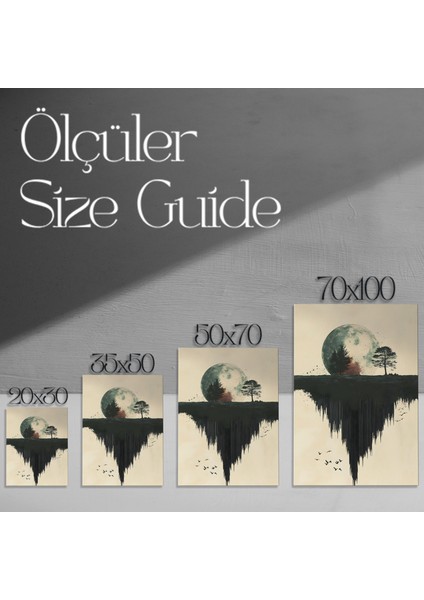 Karanlık Romantik Ay Manzarası Tablosu modelleri