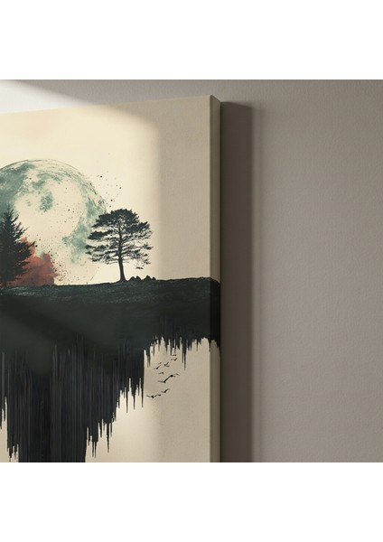 Karanlık Romantik Ay Manzarası Tablosu indirimleri