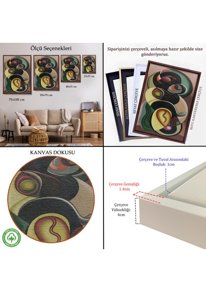 Çerçeveli Dekoratif Kanvas Tablo, Auguste Herbin - Kompozisyon Hareketi TABLOSU-8099 indirimleri