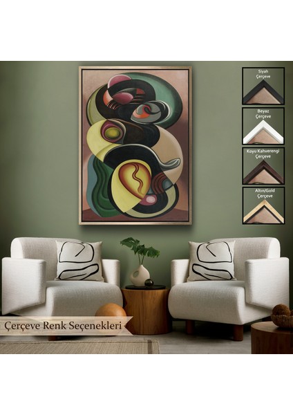 Çerçeveli Dekoratif Kanvas Tablo, Auguste Herbin - Kompozisyon Hareketi TABLOSU-8099