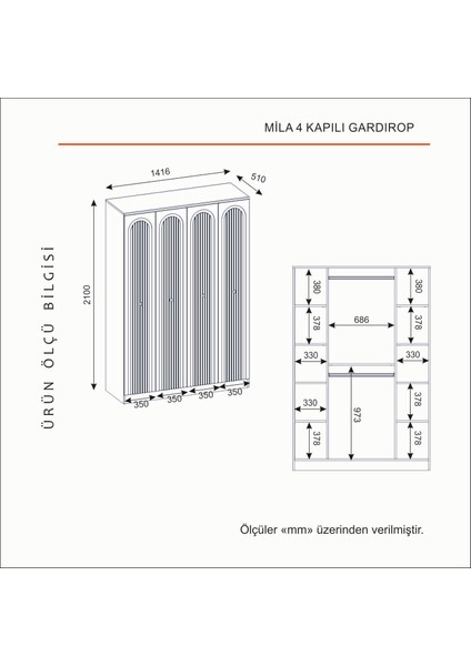 Mila 4 Kapaklı Bazalı Gardırop Tamamı Mdf fırsatları