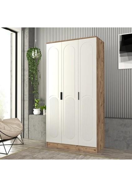 Derin 3 Kapaklı Bazalı Gardırop Tamamı Mdf