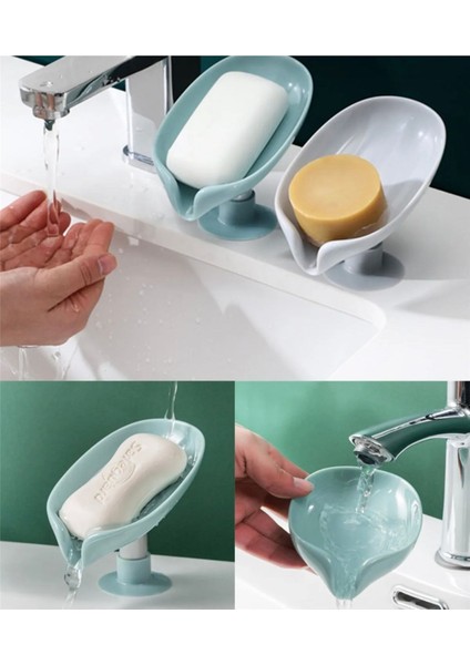 1 Adet Pratik Vantuzlu Su Giderli Sabunluk Vantuzlu Su Tutmaz Katı Kaydırmaz Banyo Sabunluğu