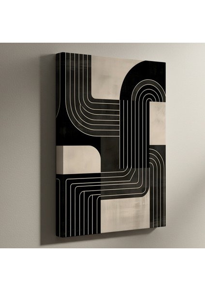 Soyut Geometrik Siyah Beyaz Modern Sanat Tablosu