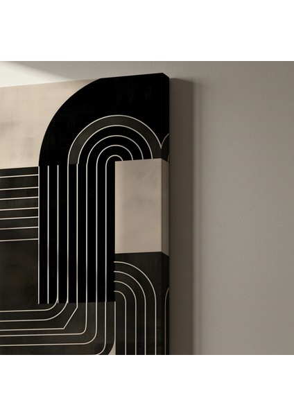 Soyut Geometrik Siyah Beyaz Modern Sanat Tablosu indirimleri