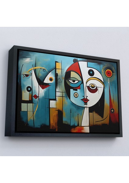 Çerçeveli Dekoratif Kanvas Tablo, Renkli Soyut Yüzler TABLOSU-7233 modelleri