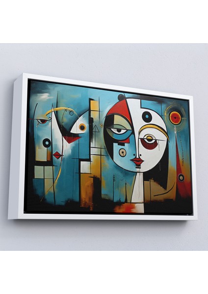 Çerçeveli Dekoratif Kanvas Tablo, Renkli Soyut Yüzler TABLOSU-7233 fırsatları