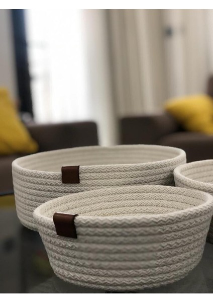 Üçlü Hasır Organizer Sepet Seti, Çok Amaçlı ve Şık Depolama Çözümü fırsatları