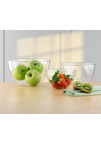 Sımax Simax 3’lü Üfleme Cam Kase Seti – Isıya Dayanıklı, Sağlıklı Borosilikat Cam (0,75 / 1,5 / 2,5 Lt) modelleri