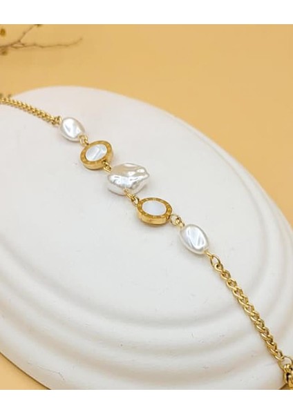 Mithra Inci Detaylı Gold Çelik Bileklik modelleri