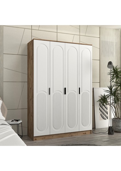 Derin 4 Kapaklı Bazalı Gardırop Tamamı Mdf