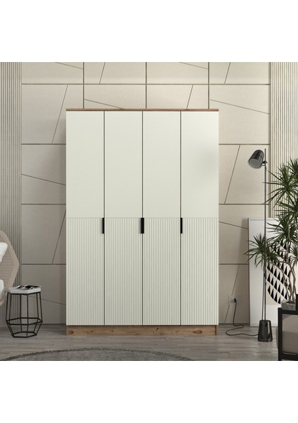Venüs 4 Kapaklı Bazalı Gardırop Tamamı Mdf