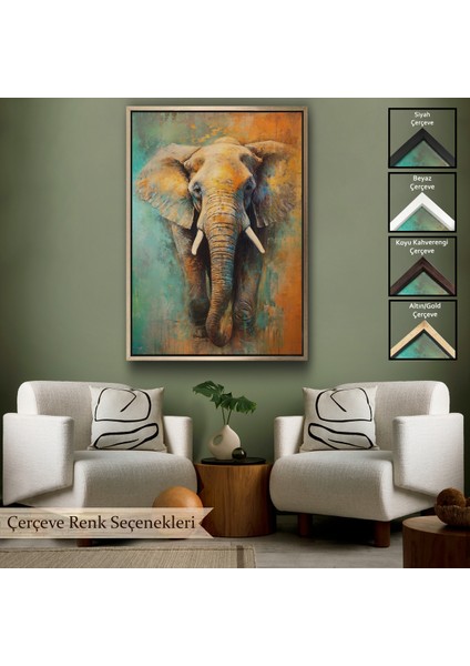 Çerçeveli Dekoratif Kanvas Tablo, Yürüyen Fil TABLO-7505