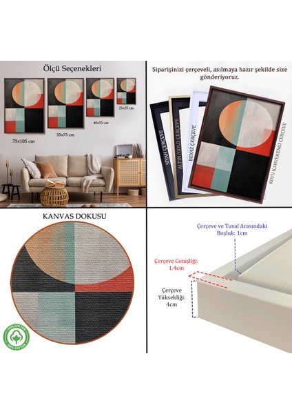 Çerçeveli Dekoratif Kanvas Tablo, Soyut TABLO-7530 indirimleri