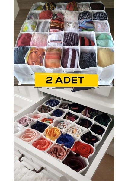 Iki Adet 30 Bölmeli Ekru Çoraplık, Düzenli ve Şık Saklama Çözümü fiyatları