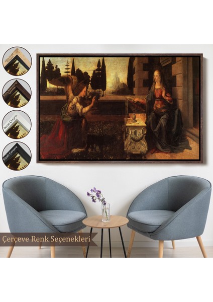 Çerçeveli Dekoratif Kanvas Tablo, Leohomedo Da Vinci - Duyuru Tablo - ANNUNCIATION-7096