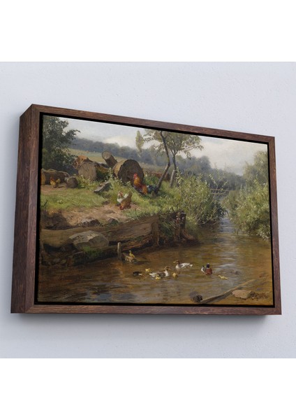 Çerçeveli Dekoratif Kanvas Tablo, Carl Jutz - Ördek Ailesi TABLOSU-7072 fiyatları