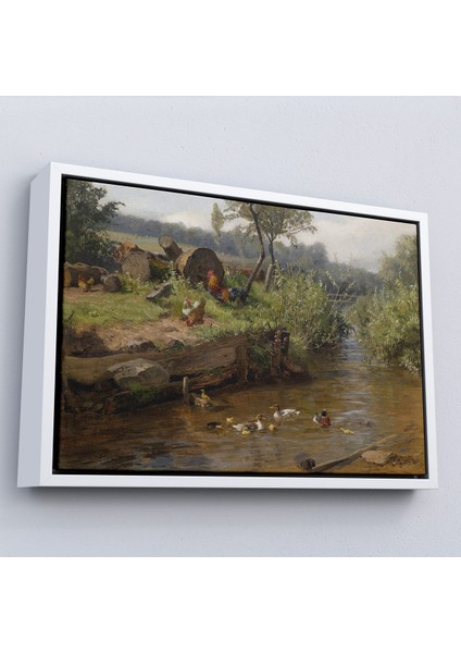 Çerçeveli Dekoratif Kanvas Tablo, Carl Jutz - Ördek Ailesi TABLOSU-7072 fırsatları