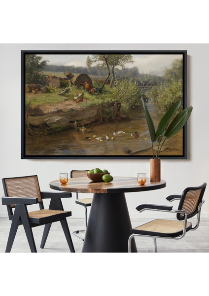 Çerçeveli Dekoratif Kanvas Tablo, Carl Jutz - Ördek Ailesi TABLOSU-7072