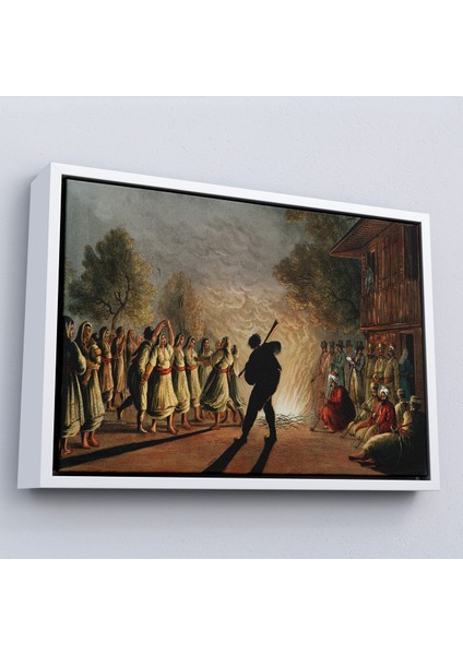 Çerçeveli Dekoratif Kanvas Tablo, Luigi Mayer'in Bulgar Köylülerinin Dansı TABLOSU-7036