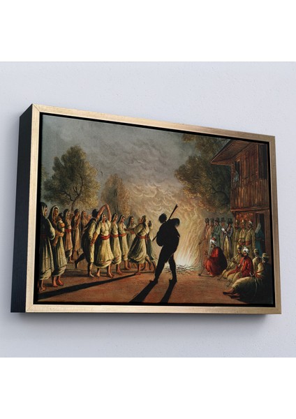 Çerçeveli Dekoratif Kanvas Tablo, Luigi Mayer'in Bulgar Köylülerinin Dansı TABLOSU-7036 modelleri