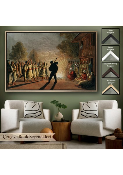 Çerçeveli Dekoratif Kanvas Tablo, Luigi Mayer'in Bulgar Köylülerinin Dansı TABLOSU-7036