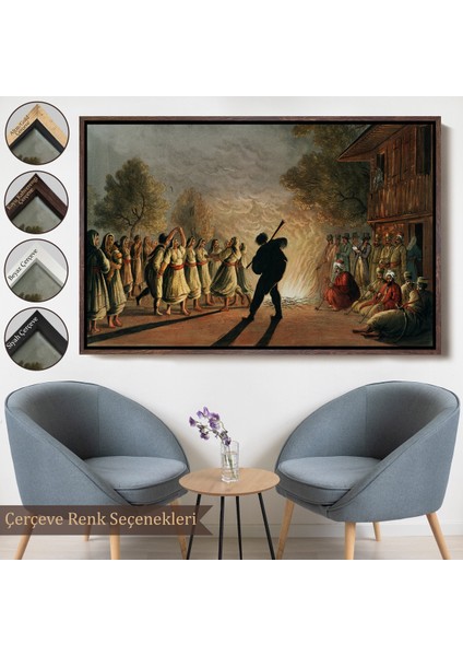 Çerçeveli Dekoratif Kanvas Tablo, Luigi Mayer'in Bulgar Köylülerinin Dansı TABLOSU-7036