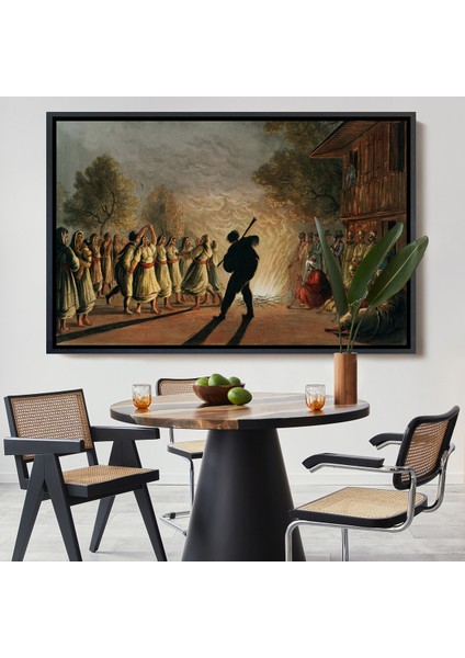 Çerçeveli Dekoratif Kanvas Tablo, Luigi Mayer'in Bulgar Köylülerinin Dansı TABLOSU-7036